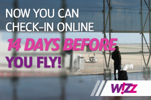 Wizzair check-in internetu 14 dienų prieš skrydį! 