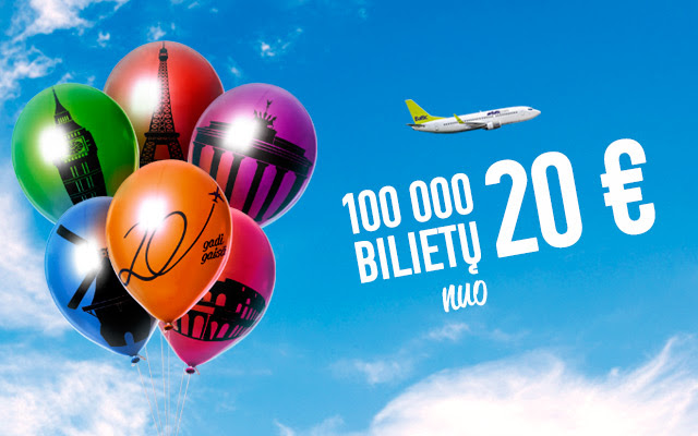 airBaltic 20-ojo gimtadienio skrydžių išpardavimas